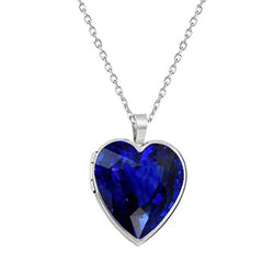 Solitaire Heart Ceylon Sapphire Locket Pendant With Chain 3 Carats