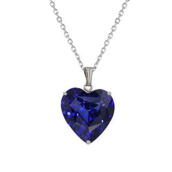 Solitaire Heart Ceylon Sapphire Pendant Ladies Jewelry 3 Carats 14K Gold