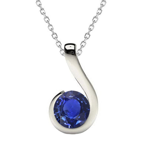Solitaire Hook Pendant Ceylon Sapphire White Gold