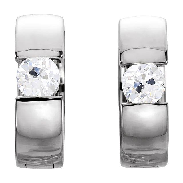 Solitaire Hoop Diamond Earrings Old Miner Bar Set