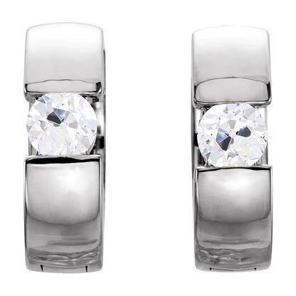 Solitaire Hoop Diamond Earrings Old Miner Bar Set