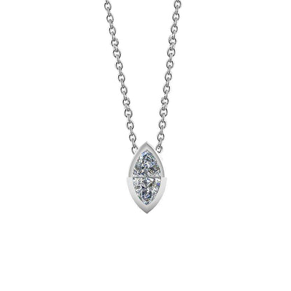 Solitaire Marquise Cut Natural Earth Mined Diamond Pendant Necklace 1.0 Carat WG 14K