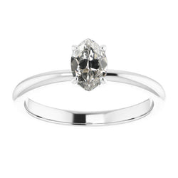 Solitaire Marquise Old Miner Diamond Anniversary Ring 1 Carat White Gold
