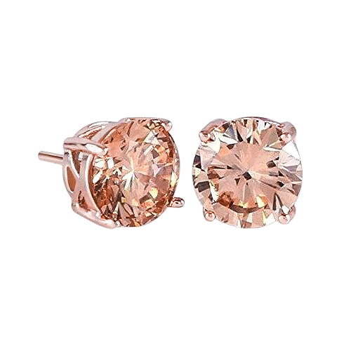 Fancy Engagement  Solitaire Morganite   Ladies Studs Earrings Rose Gold