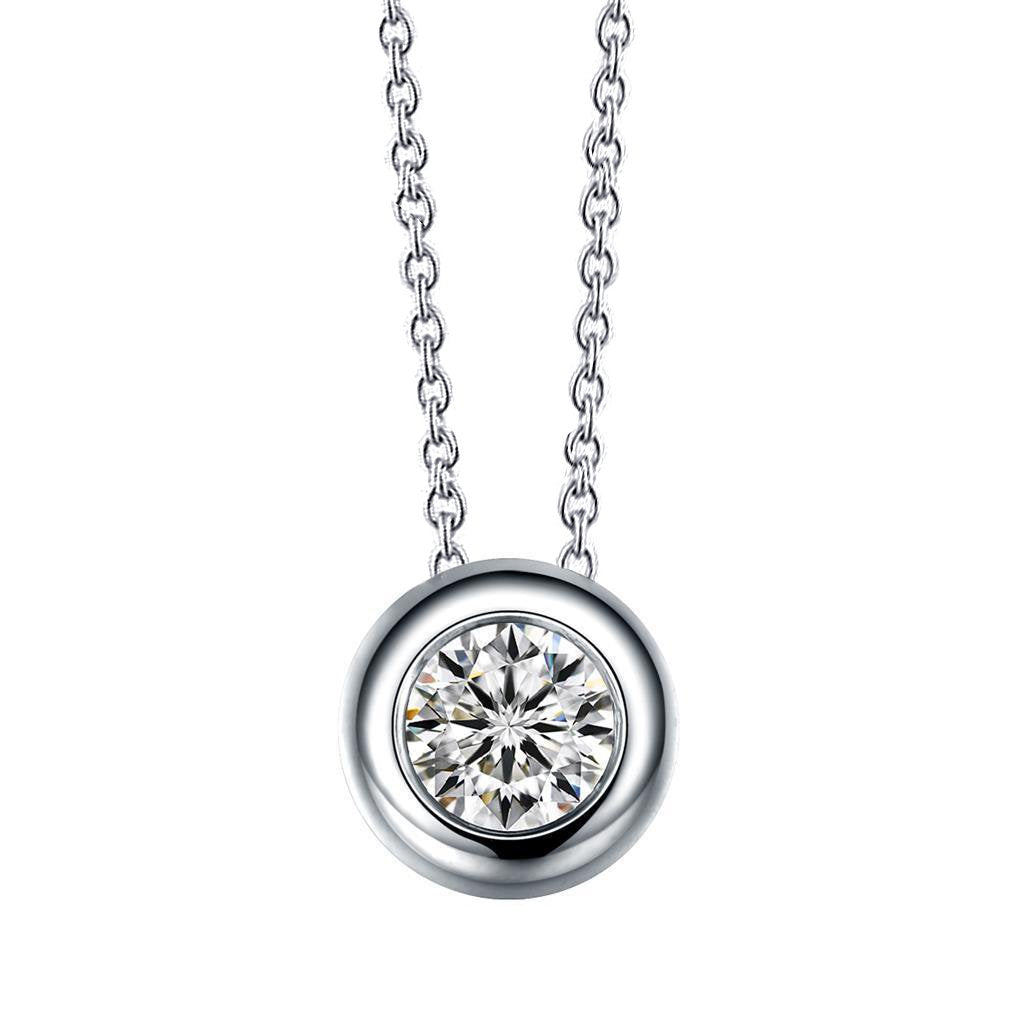 Solitaire Natural Diamond Slide Pendant Necklace Round Cut Bezel Set  2.50 Ct