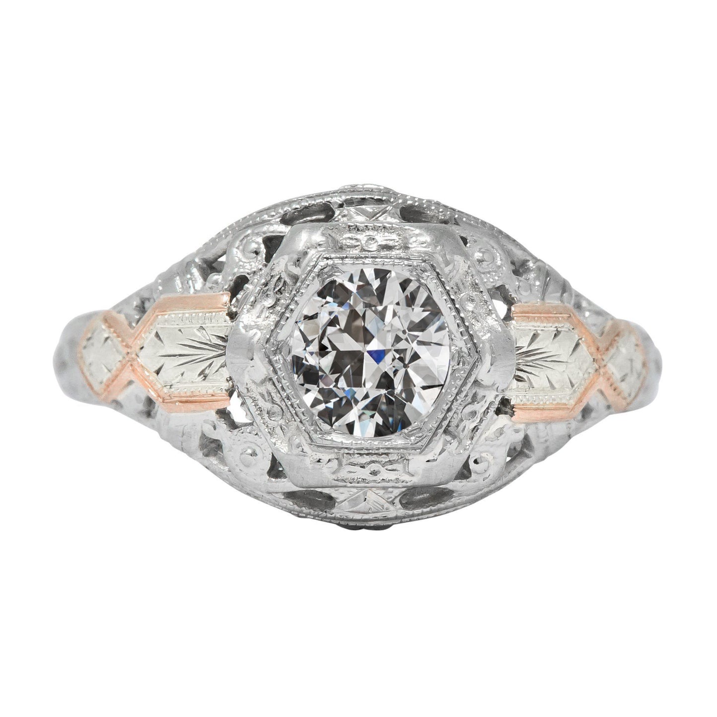 Antique Style Solitaire Old Cut Diamond Fancy Ring
