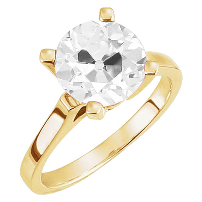 Solitaire Old Cut Round Diamond Engagement Ring 4 Carats