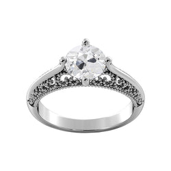 Solitaire Old Cut Round Natural Earth Mined Diamond Ring Vintage Style 1.75 Carats