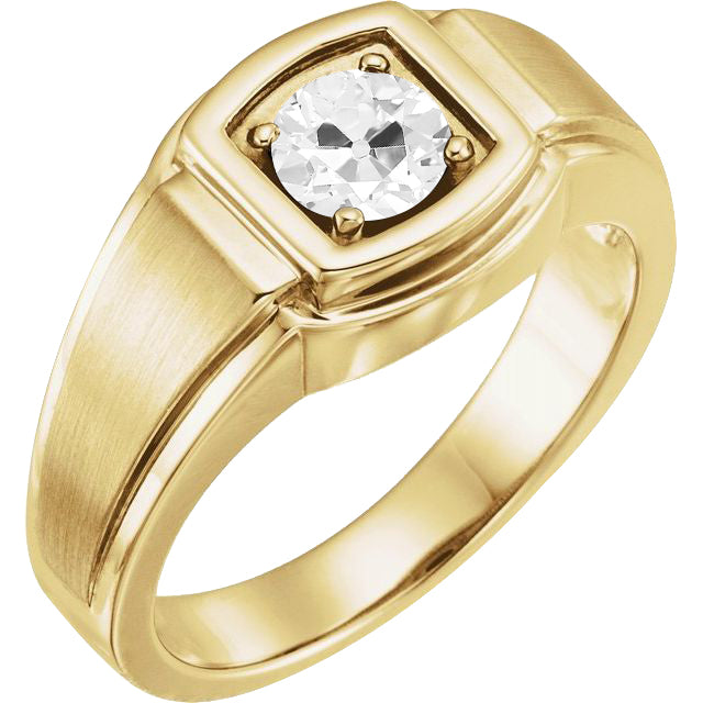 Solitaire Old Mine Round Cut Diamond Ring 1.50 Carats White Gold 14K