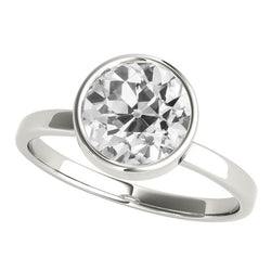 Solitaire Old Miner Genuine Natural Earth Mined Diamond Ring Bezel Set Jewelry 2.50 Carats