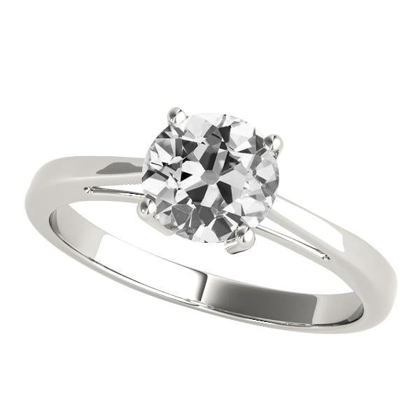 Elegant woman's Solitaire Old Miner Diamond Wedding Ring