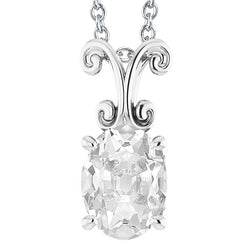 Solitaire Oval Cut Natural Earth Mined Diamond Pendant Slide 5 Carats With 16” Chain