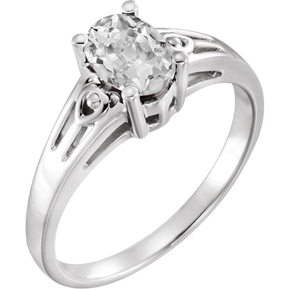 3 Carats Solitaire Oval Diamond Old Cut Prong Set Ring