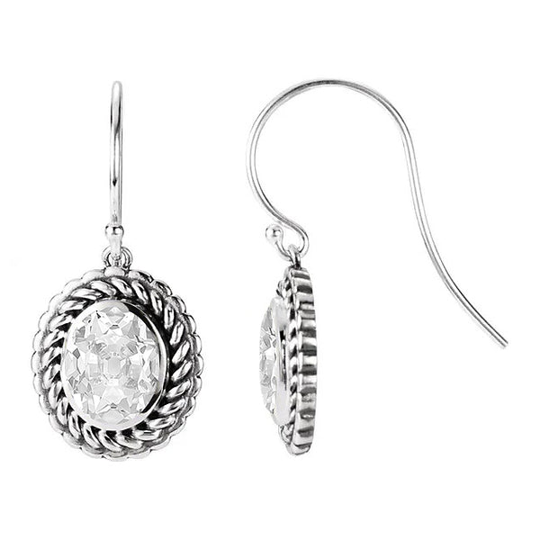 Solitaire Oval Drop Earrings 4 Ct Old Cut Diamond