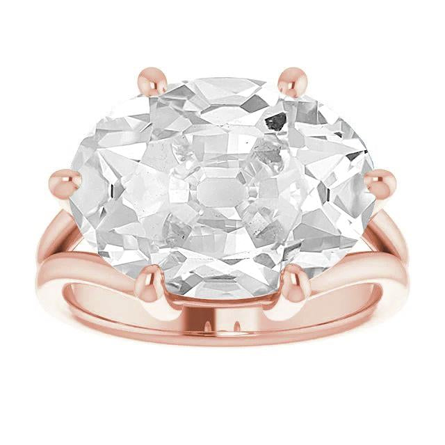 Solitaire Oval Old Cut Diamond Ring Prong Set