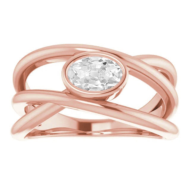 Solitaire  Twisted Style Old Miner Diamond Ring Bezel