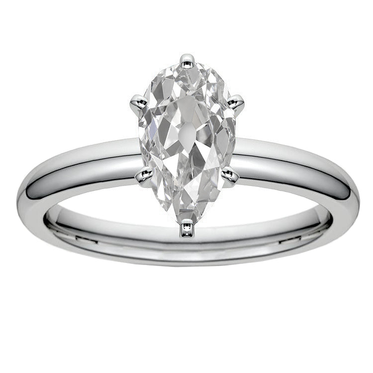Solitaire Pear Round Anniversary Solitaire Diamond Ring 