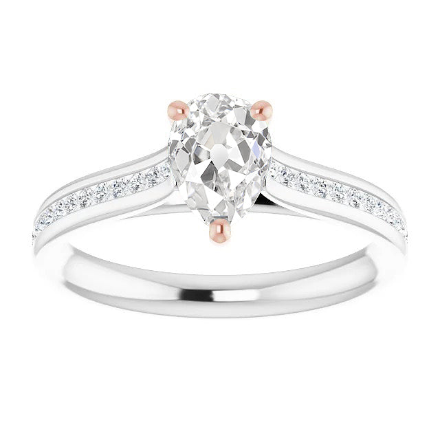 New Style  Women Jewelry Sparkling Unique Solitaire Ring with Accents White Gold Diamond 