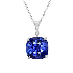 Solitaire Pendant Cushion Ceylon Sapphire 4 Prong Set 3.50 Carats