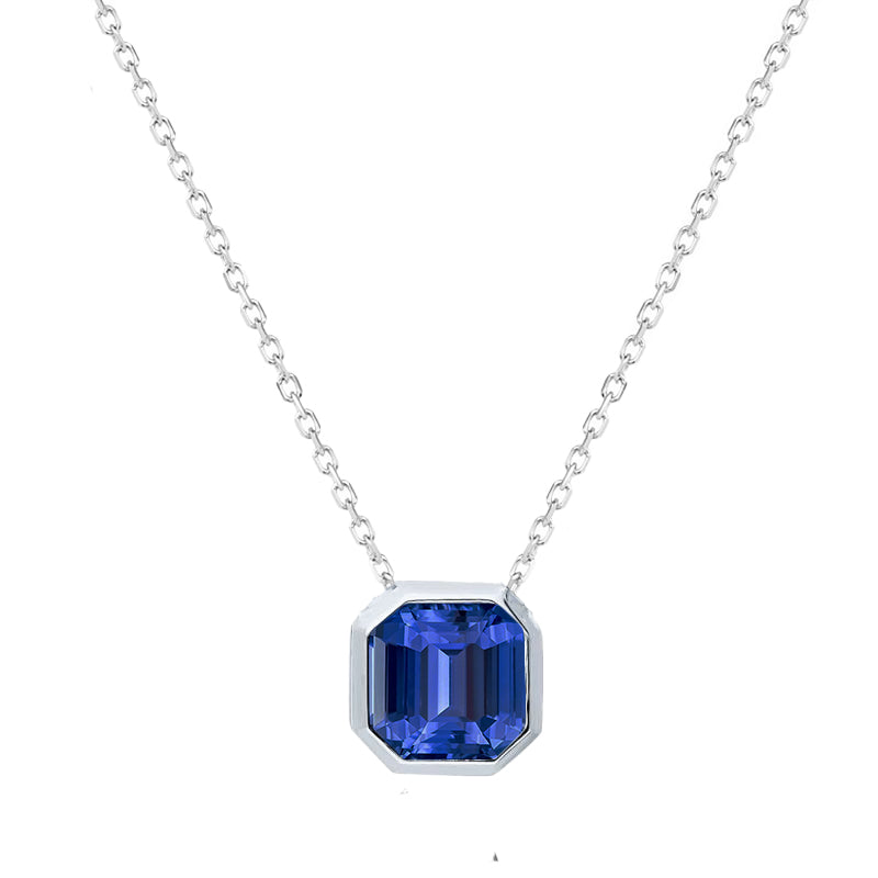 Solitaire Pendant Emerald Sri Lanka Sapphire Bezel Set 2 Carats