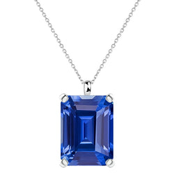 Solitaire Pendant Emerald Ceylon Sapphire Women’s Jewelry 3.50 Carats