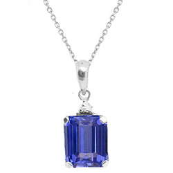 Solitaire Pendant Emerald Sri Lankan Sapphire With Chain 2.50 Carats