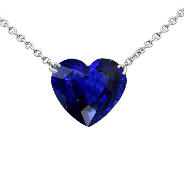 Solitaire Pendant Heart Dark Blue Sapphire Necklace