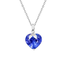 Solitaire Pendant Heart Sri Lankan Sapphire Leaf Style Necklace 2 Carats