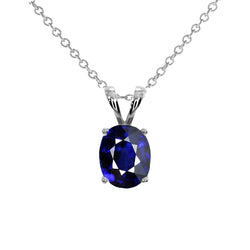 Solitaire Pendant Oval Gemstone With Double Bail Necklace 2 Carats