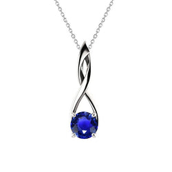 Solitaire Pendant Round Blue Sapphire Prong Infinity Style 1 Carat