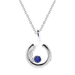 Solitaire Pendant Round Ceylon Sapphire With Chain Gold 0.50 Carats