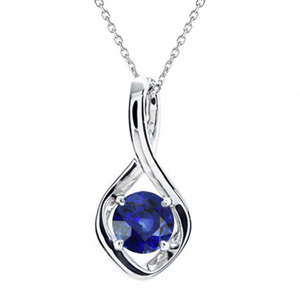 Solitaire Pendant Round Sapphire 4 Prong