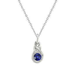 Solitaire Pendant Round Sri Lanka Sapphire With Chain 0.50 Carats Gold