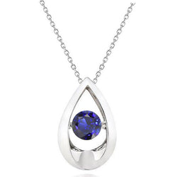 Solitaire Pendant Round Sri Lanka Sapphire With Chain Jewelry 1 Carat