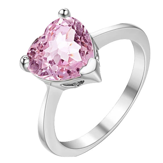 Solitaire Pink Heart Kunzite   Anniversary Ring White Gold  Gorgeous fancy 