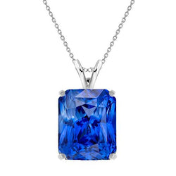 Solitaire Radiant Sri Lankan Sapphire Pendant With Chain 2.50 Carats
