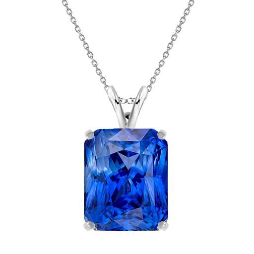 Solitaire Radiant Sri Lankan Sapphire Pendant With Chain 2.50 Carats