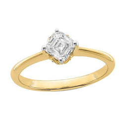 Solitaire Ring Asscher Diamond Two Tone 2 Carats Gold