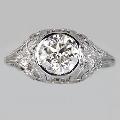  Vintage Style  Lady’s White Gold Round Anniversary Solitaire Diamond Ring 