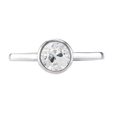 Solitaire Ring Bezel Set Round Old Miner Real Natural Earth Mined Diamond 1 Carat White Gold