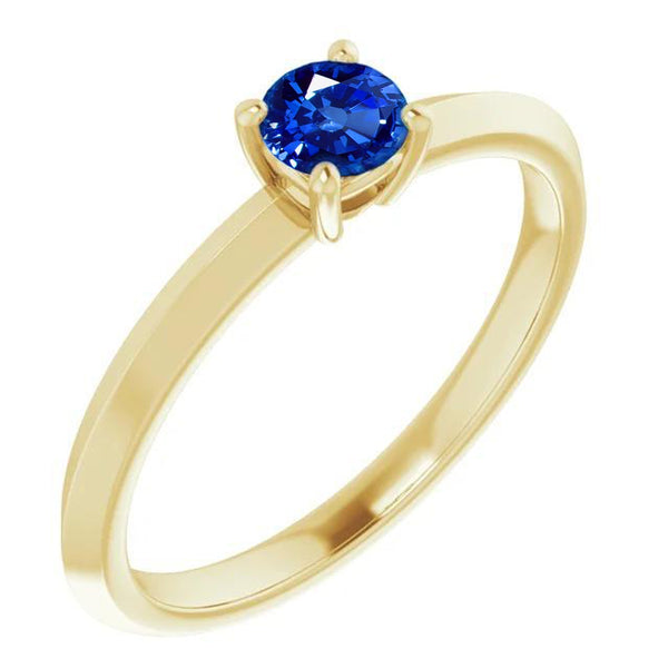 New Solitaire Ring Blue Sapphire Yellow Gold  Jewelry
