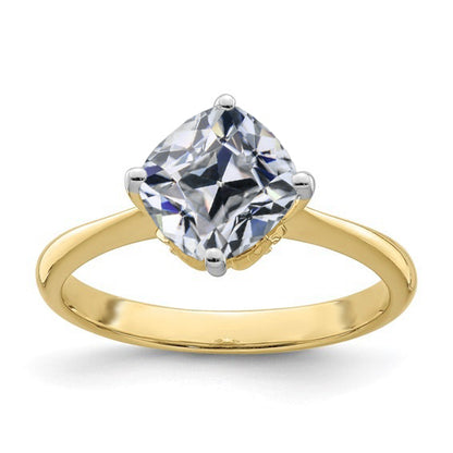   Lady’s Fancy Solitaire Ring Old Miner Cut Diamond Two Tone Gold