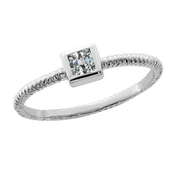 Solitaire Ring Cushion Old Miner Natural Earth Mined Diamond Bezel Rope Style 1.50 Carats