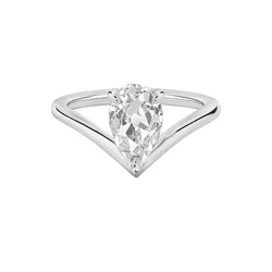 Solitaire Ring Enhancer Old Cut Pear Diamond 1.50 Carats 14K Gold