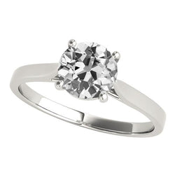 Solitaire Ring Old Cut Natural Earth Mined Diamond 4 Prong Set White Gold 2.50 Carats
