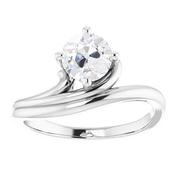 Solitaire Ring Old Cut Natural Earth Mined Diamond Prong Twisted Split Shank 2 Carats