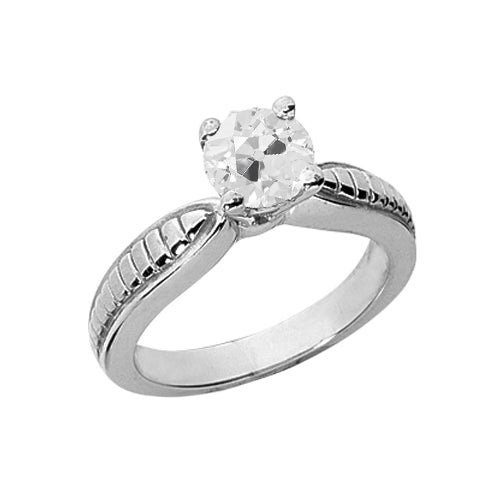 White Elegant Gold Diamond Solitaire Ring 
