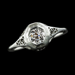 Solitaire Ring Old Cut Round Diamond Antique Style 1.25 Carats