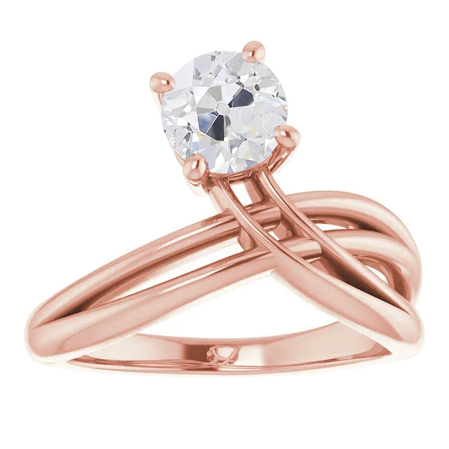 NEw PEar Style Solitaire Old Miner Round Diamond Ring