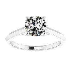 Solitaire Ring Old Mine Cut Natural Earth Mined Diamond 4 Prong Set 2 Carats